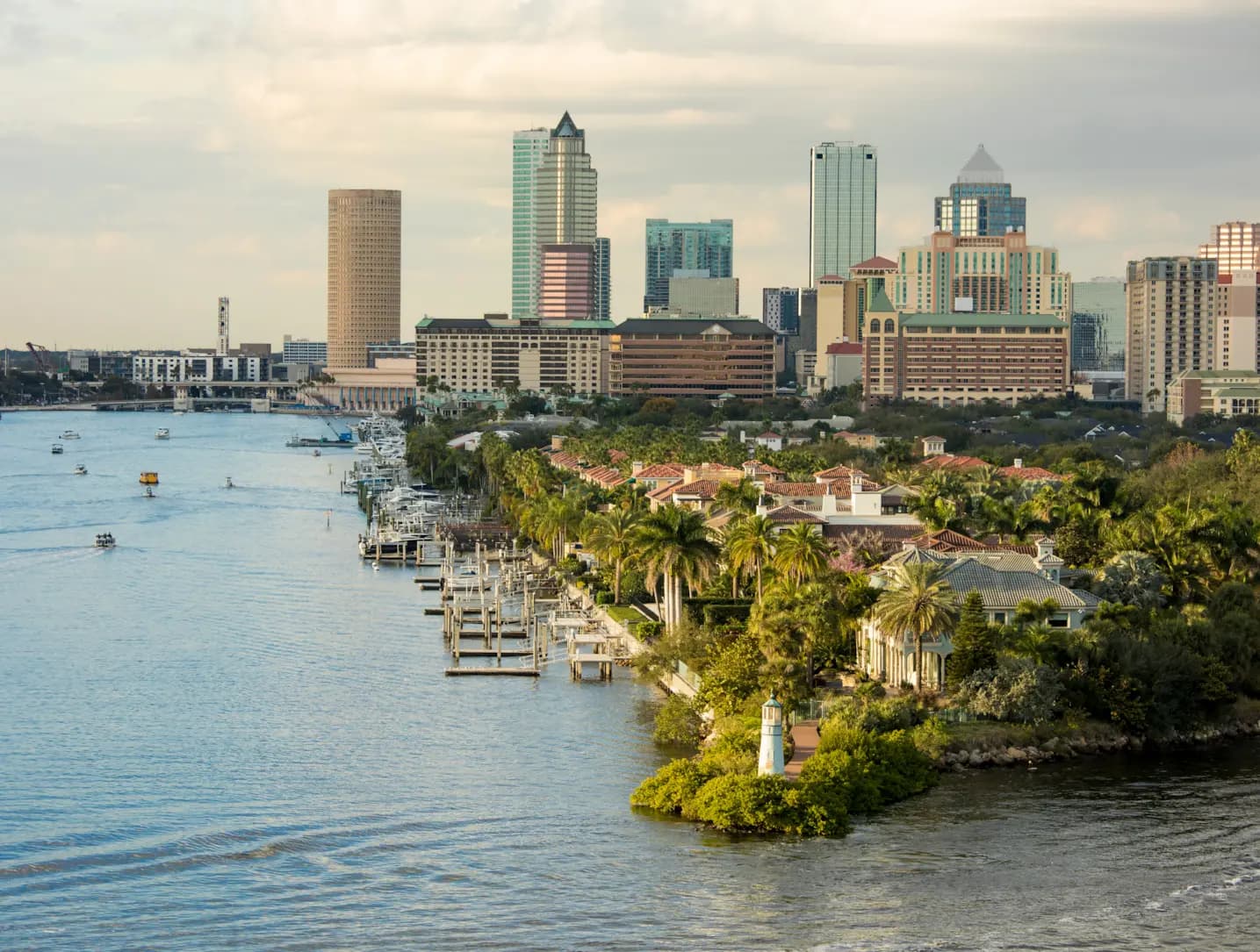 View of downtown Tampa Bay and the waterfront from the water